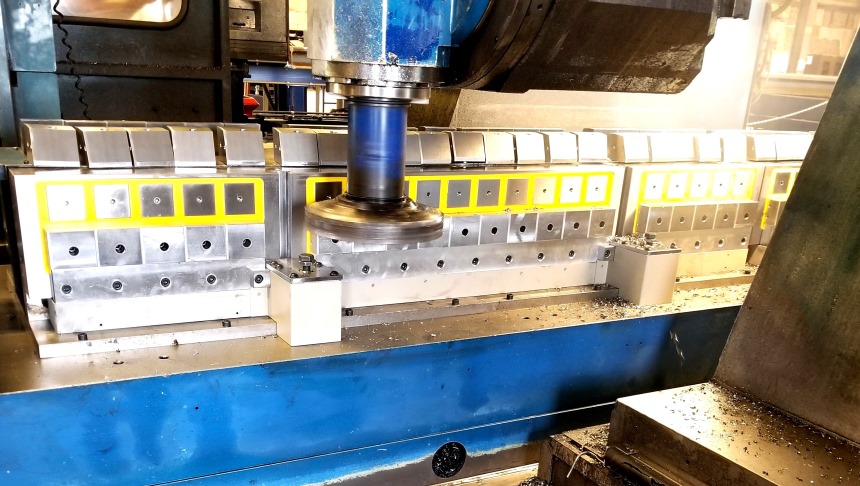 Rail machining setup with magnetic workholding